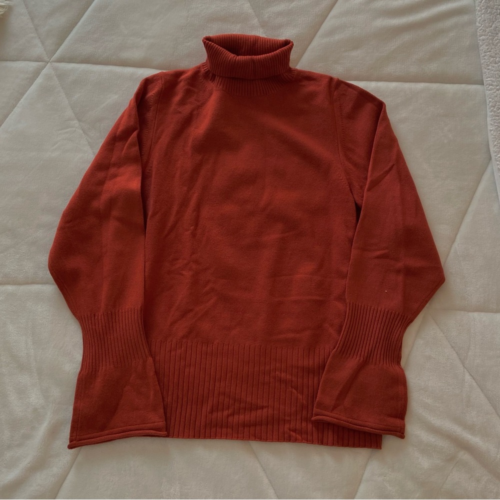 French Connection Orange Turtleneck Long Sleeve Sweater
